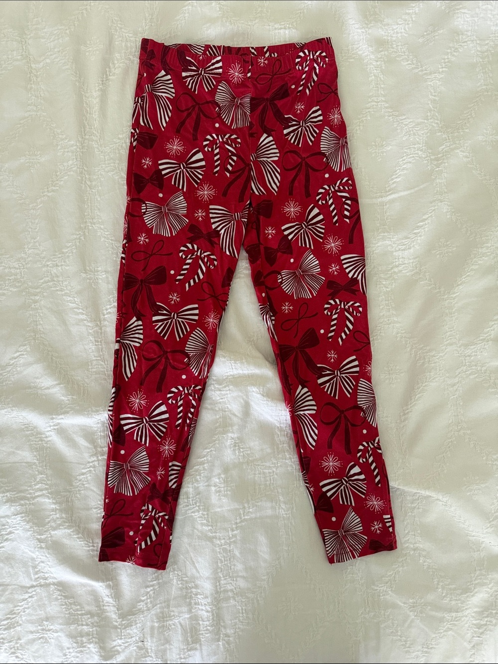 Little Sleepies Red Bow & Candy Cane Print Leggings